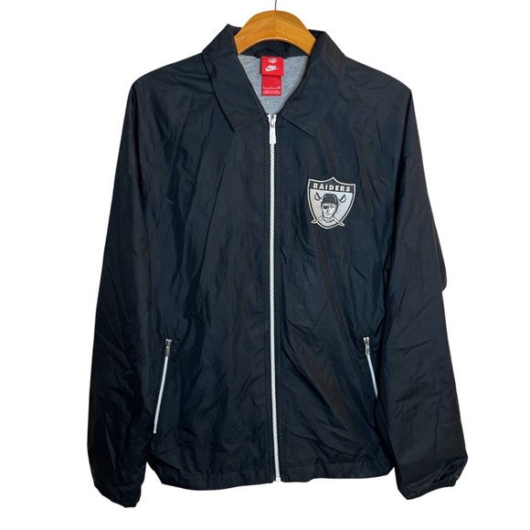 Nike Oakland Raiders Windbreaker Jacket Black Sz Small Football Sports Classic